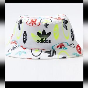 Adidas Originals Forum White 100% Polyester Play Hard Printed Bucket Hat